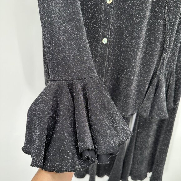 Sleeper Lurex Lounge Suit with Pants in Black Metallic size S Small Matching Set - Picture 7 of 16